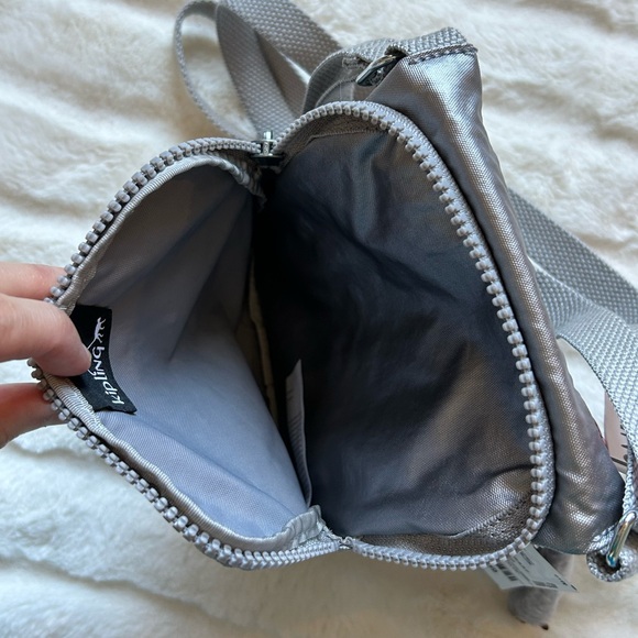 💜SOLD💜Kipling New Eleorado Mini Crossbody Bag Smooth Silver Metallic - Picture 13 of 15